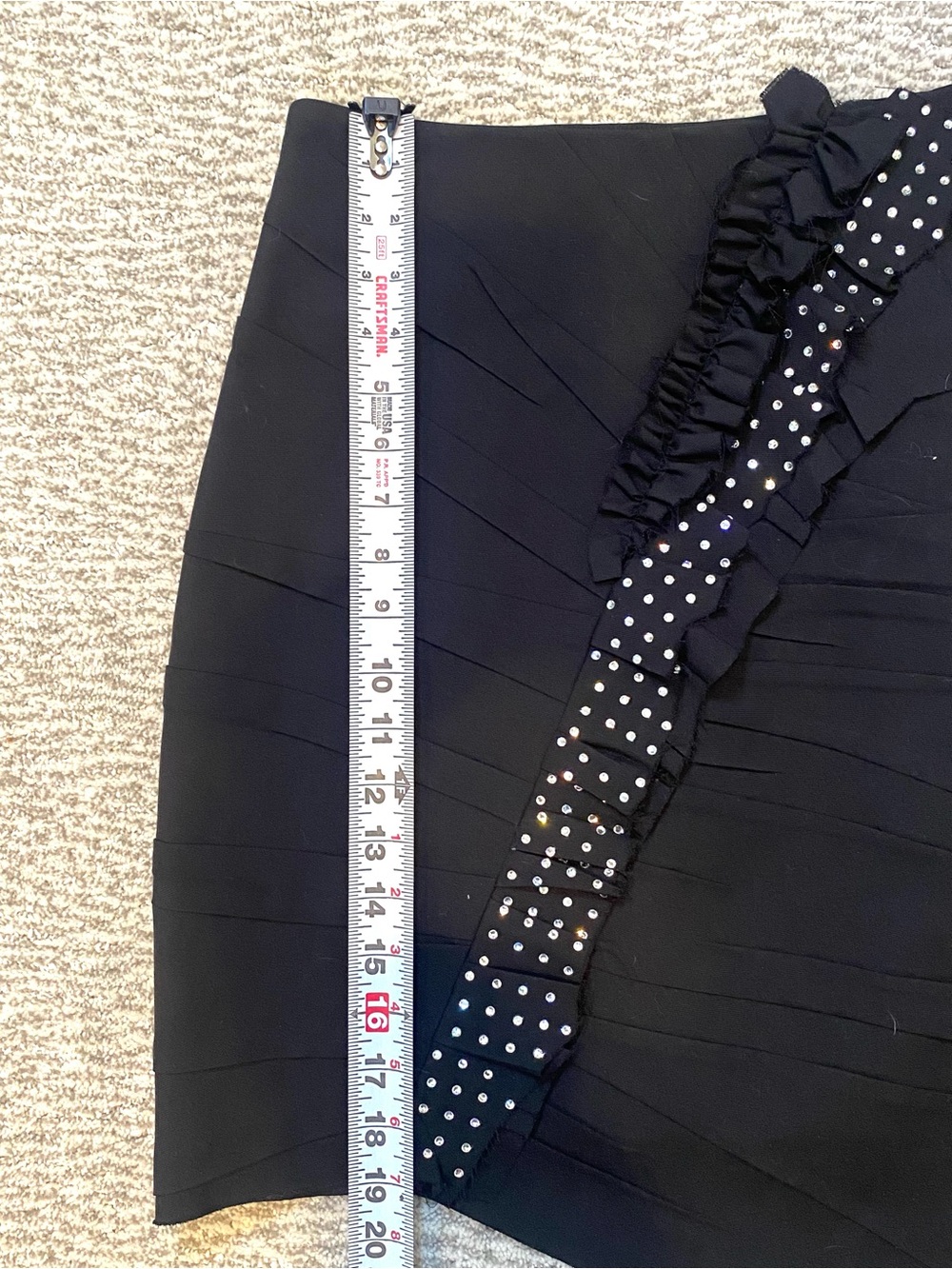 Saint Laurent Paris Black Asymmetrical Mini Skirt Crystal Ruffle Trim EU 38 US 6 - Picture 16 of 16